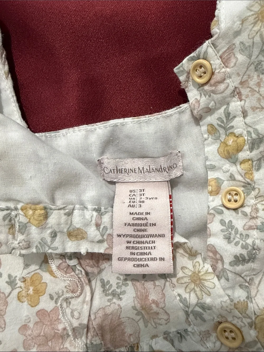Catherine Malandrino Girls 3T White Floral Sundress with Pink & Yellow Accents